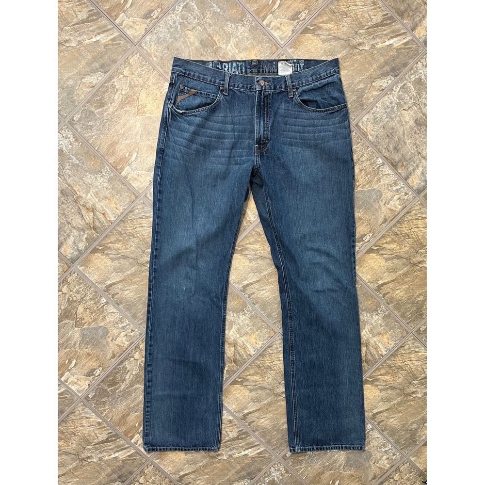 Ariat M4 Boot Cut Jeans Mens 38x38 Blue Distressed Low Rise Denim
